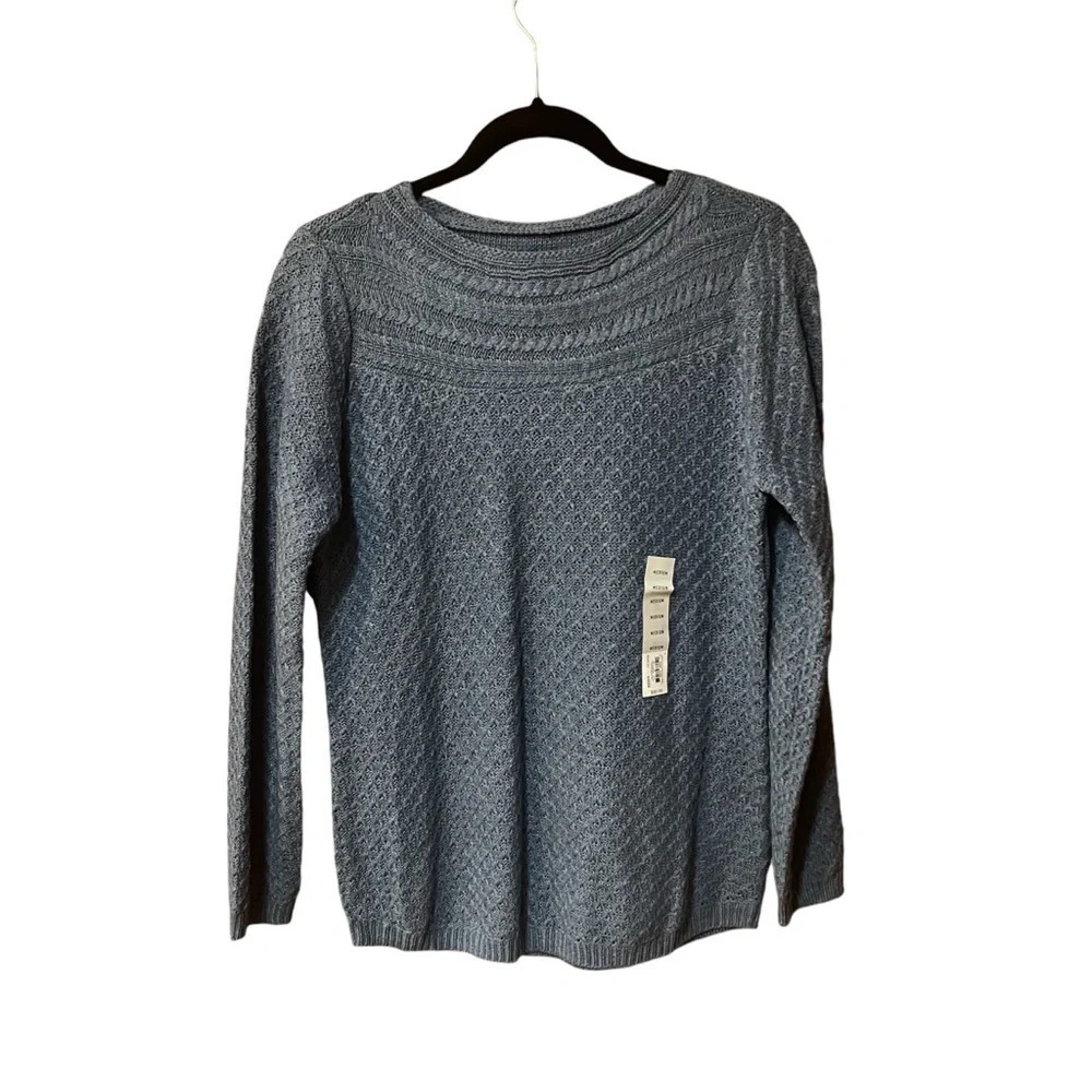 Croft & Barrow Knit Pullover Crew Neck Sweater-Light Blue- Size M- NWT
